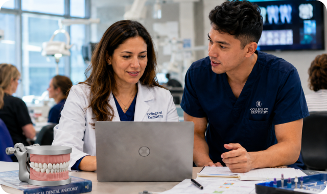 Faculty reviewing student progress