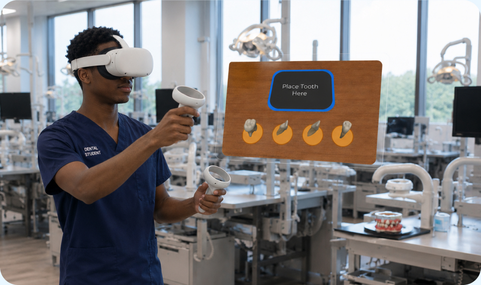 Student exploring dental anatomy in VR